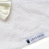Ivory Broderie Lace Dog Bandana with Bow Tie