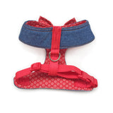 Retro Red Polka Dot Bow Tie Denim Dog Harness