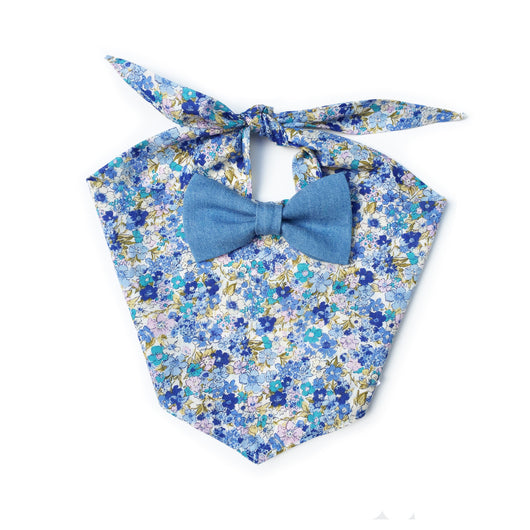 Bluebell Floral Denim Bow Tie Dog Bandana