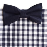 Navy & White Checkered Dog Bandana with Bow Tie
