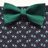 Emerald Green & Navy Spot Dog Bandana with Bow Tie