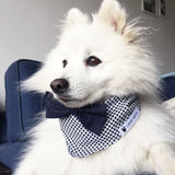 Navy & White Spot Print Dog Bandana with Bow Tie