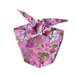 Pink Japanese Floral Bow Tie Dog Bandana