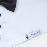 White Shirt Dog Bandana with Black Bow Tie
